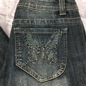 Beaded Butterfly‎ Pockets Bootcut Jean Jane Doe